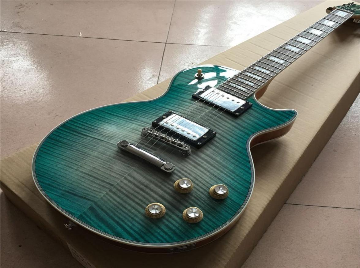 

Custom factory whole direct blue LP electric guitar 2 pickups mahogany1131979