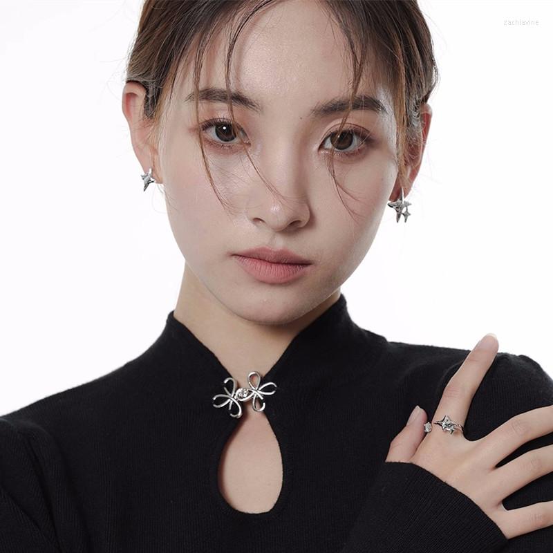 

Hoop Earrings White Star Opal Starlight Female Asymmetrical Small Sense Advanced Design Studs Wedding Party Bridesmaid Gifts