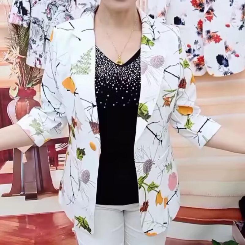 

Women' Suits Printed Design Women Suit 2023 Spring Summer Blazer Korean Ladies Temperament Casual Slim Jacket Female Loose Top, 01