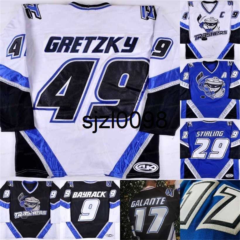 

Sj98 Danbury Trashers 2004-05 Jersey Brent Gretzky Mike Bayrack Brad Wingfield Jon Mirasty Scott Stirling Bren dan McCartin Regan GALANTE Kelly, Blue men s-xxxl