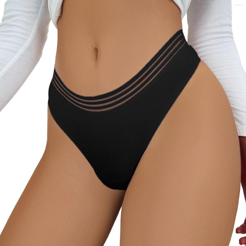 

Women' Panties Custom High Waist Striped Tangas No Show Bikini Thongs Women Underwear Cotton Thong Suit Sexy 2x, Black