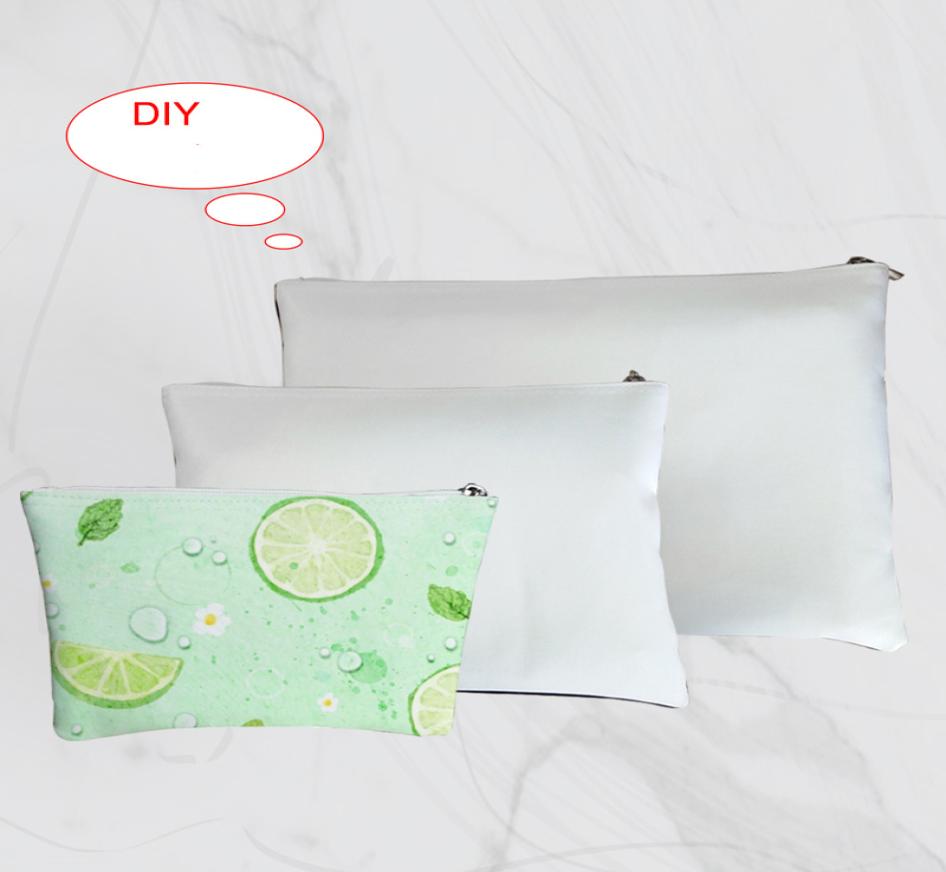 

10pcs Cosmetic Bags sublimation blank Canvas with Single sides printing thermal transfer printing Makeup Bag3Size1593973, White