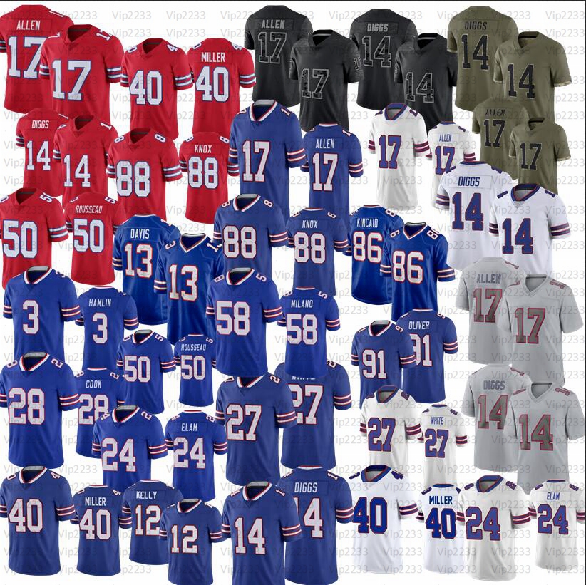 

2023 Josh Allen Football Jersey 86 Dalton Kincaid Poyer Damar Hamlin Gabriel Davis Von Miller Kaiir Elam Cook Stefon Diggs Khalil Shakir Dawson Knox Milano Rousseau, Women