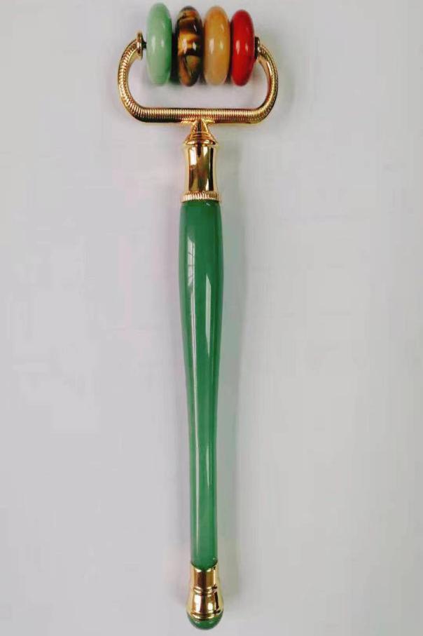 

Luxury Jade Roller Facial Massager Gold Plating Original Natural Rose Quartz Rollers Massage For Face Body Neck Health Relaxing Fi8280527