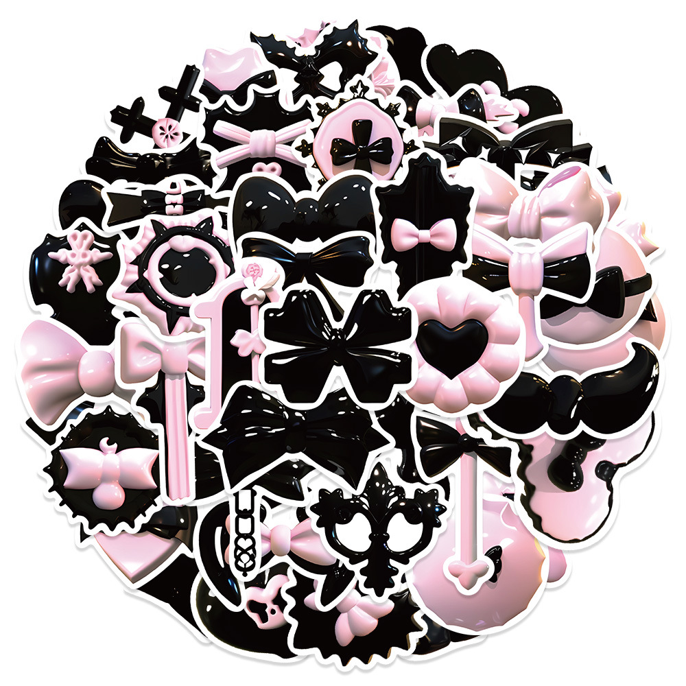 

50PCS 3D Pink Bow Stickers For Car Baby Helmet Pencil Case Diary Phone Laptop Planner Decor Book Album Kids Toys Guitar DIY Decals, Multi colors