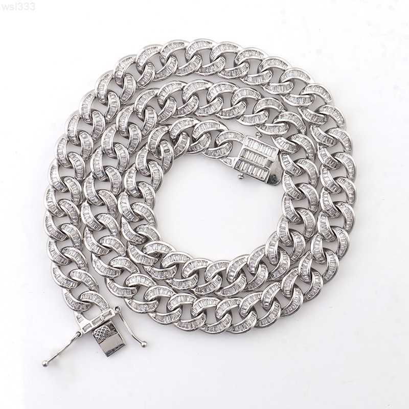 

Hip Hop Jewelry Gold Plated Iced Out Cuban Link Sterling Silver Necklace Moissanite Diamond Miami Cuban Chain for Gift