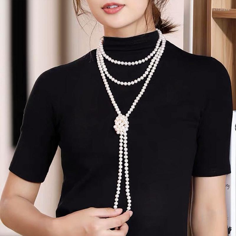 

Pendant Necklaces Long Pearl Necklace For Women Party Wear Jewelry Fashion Accessories Multi-layer Sweater Beads Chain Classic 2023