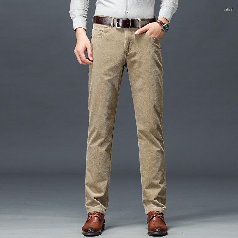 

Men's Pants 2023 Autumn Winter Men's Corduroy Business Fashion Fit Stretch Black Khaki Coffee Blue Green Trousers Male Plus Size -40