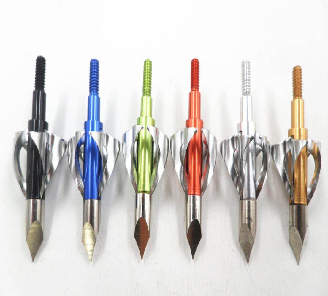 

6 Color 100 Grain Arrow Head Hunting Shooting Toxic Broadheads Arc Blade Archery Arrowhead Practice Points Tips9932967