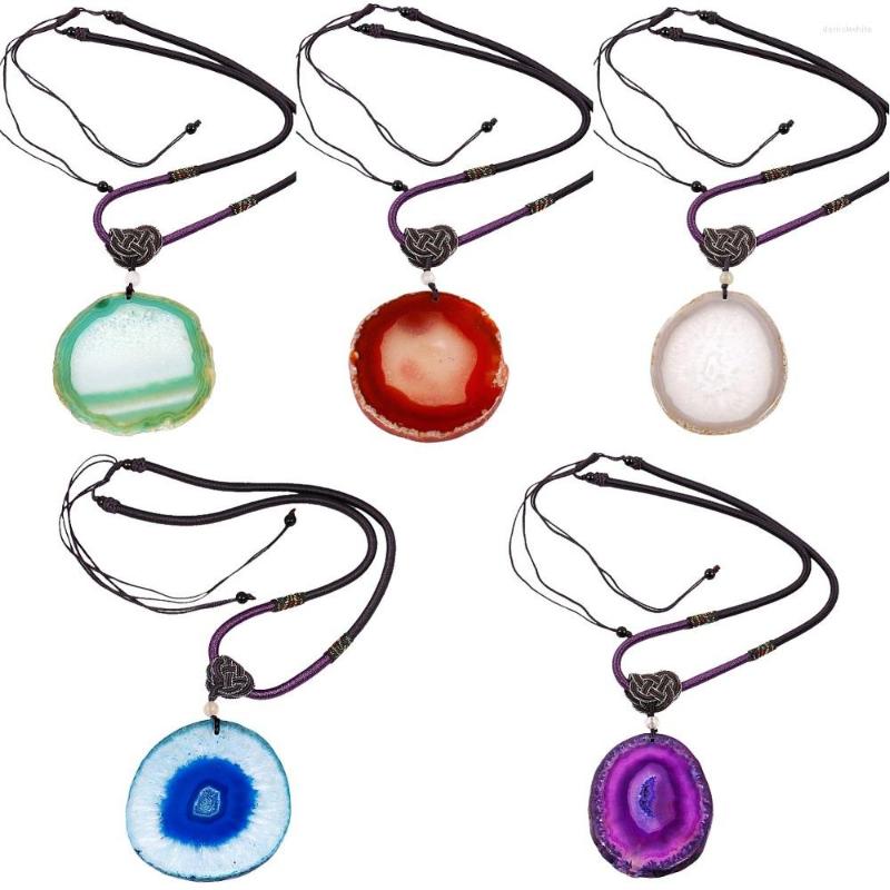 

Pendant Necklaces TUMBEELLUWA Natural Irregular Onyx Quartz Slices Necklace Healing Reiki Crystal Agate Charms For Women Men