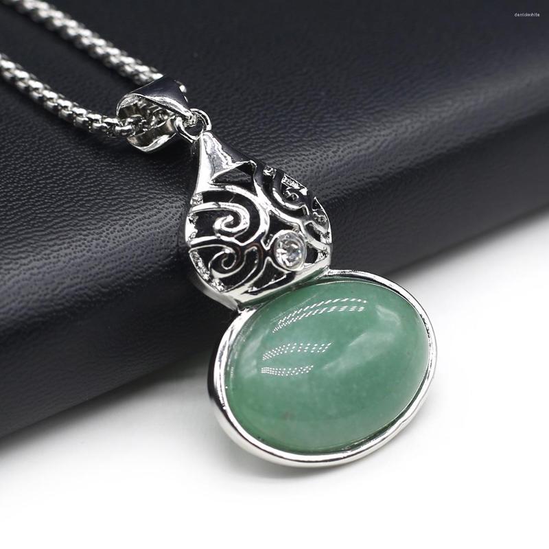 

Pendant Necklaces Fashion Natural Stone Shell Gourd Rose Quartz Opal Agate Amethyst Link Chains Healing Crystals For Women