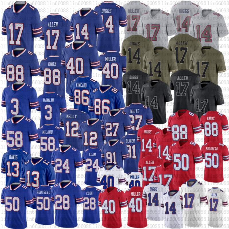 

Josh Allen Football Jersey Stefon Diggs Dalton Kincaid Von Miller Poyer Cook Gabriel Davis Jim Kelly Dawson Knox Kaiir Elam Rousseau Milano Damar Hamlin jerseys, Women