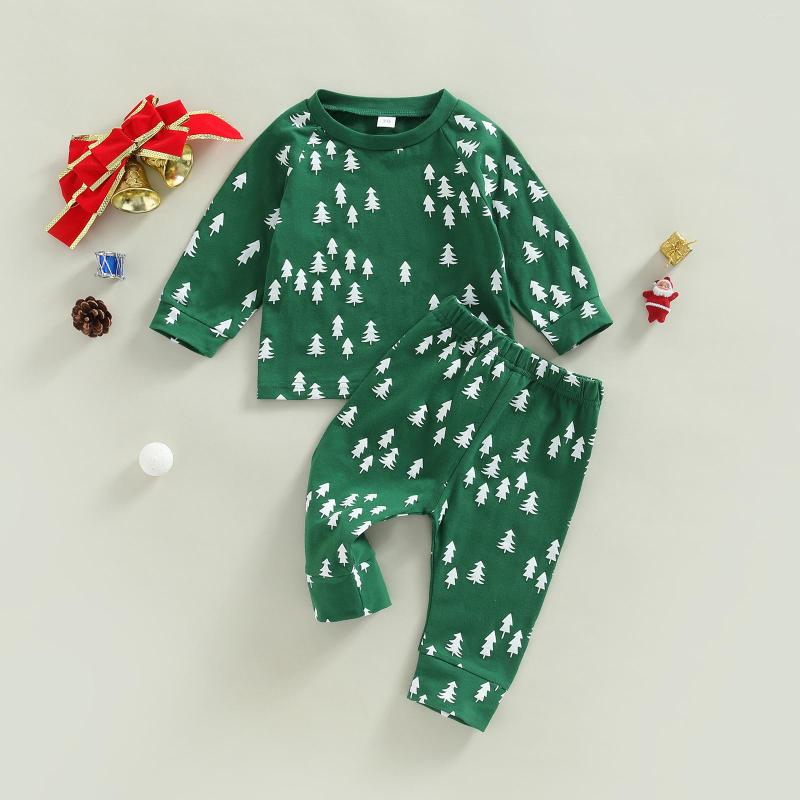 

Clothing Sets CitgeeAutumn Christmas Infant Born Baby Boys Girls Winter Outfits Long Sleeve Tree Print Tops And Pants Green Set, Picture shown