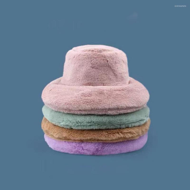 

Berets Chic Winter Fisherman Hat Romantic Women Fluffy Headdress Keep Warm, Black