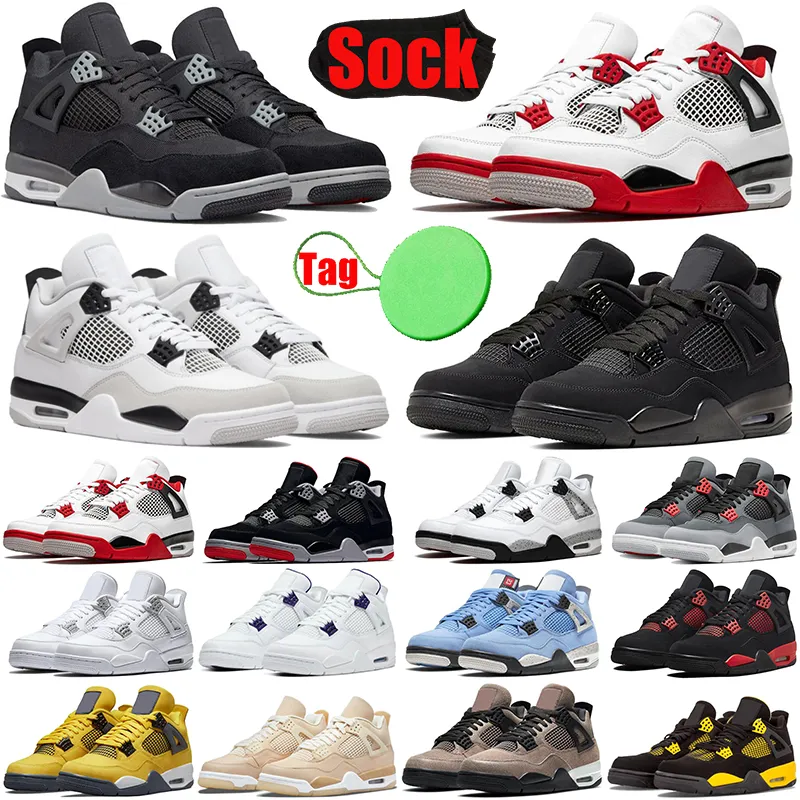 

4s Mens Womens Basketball Shoes Jumpman Military Black Cats Canvas Fire Red University Blue White Oreo Sail Midnight Navy Men Trainers, #8 fire red