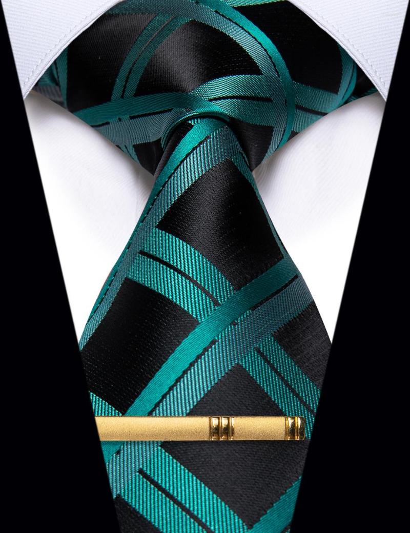 

Bow Ties Retro Green Black Plaid Necktie For Man Classic Clip Accessories Silk Luxury Men's Tie Corbatas Para Hombre Wedding Party