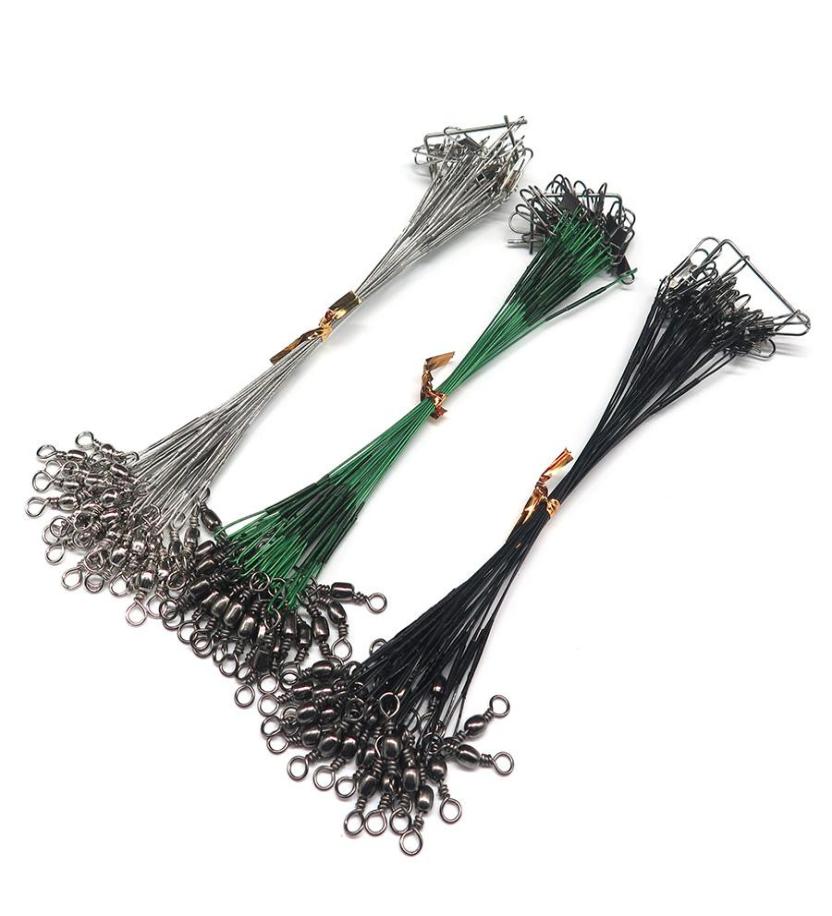 

24PCSlot Fishing Lure Trace Wire Leader line Swivel Tackle Spinner Shark Spinning with 15CM 23CM 30CM4267637