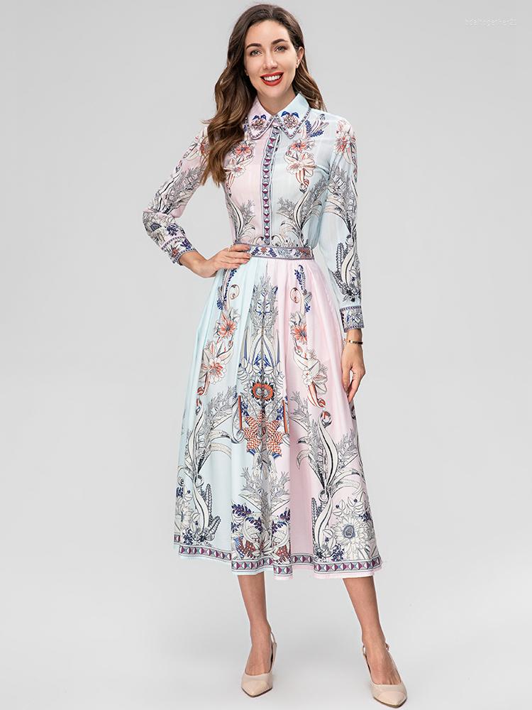 

Work Dresses MoaaYina Fashion Designer Suit Summer Women's Turn-down Collar Lantern Long Sleeve Diamond Shirt Skirt 2 Pieces Set, Beige