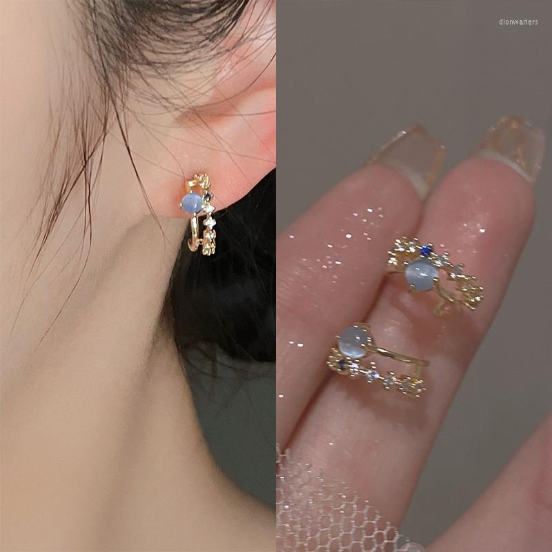 

Stud Earrings Blue Opal For Women Korean Light Luxury Zircon Pearl Fashion Crystal Imitation Sweet Earring Girl Jewelry