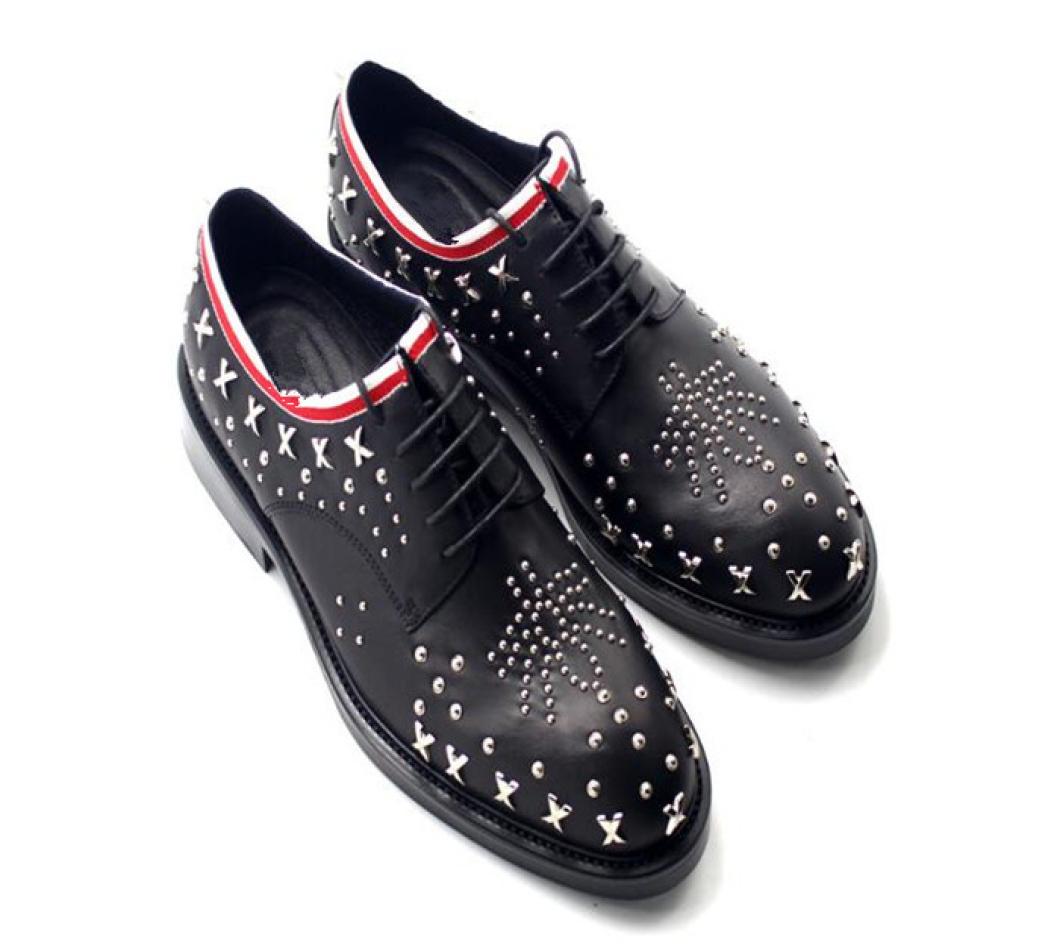 

Handmade Rivets Oxfords High Quality Men Derby Shoes Cow leather Formal Business Shoes2501176, Black