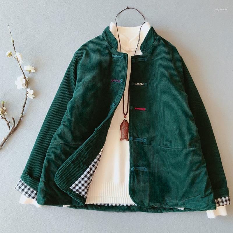 

Ethnic Clothing Female Autumn And Winter Clothes Retro Top Quilted Corduroy Outwear Chinese Style Women Jacket Tang Suit Femme 13029
