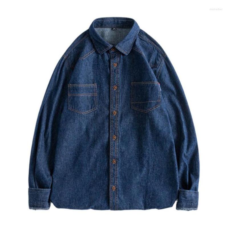 

Men's Casual Shirts Cotton Denim Shirt Men Long Sleeve Fashion Outerwear Youth Coat College Trend Clothing 2023 Spring Autumn Fall