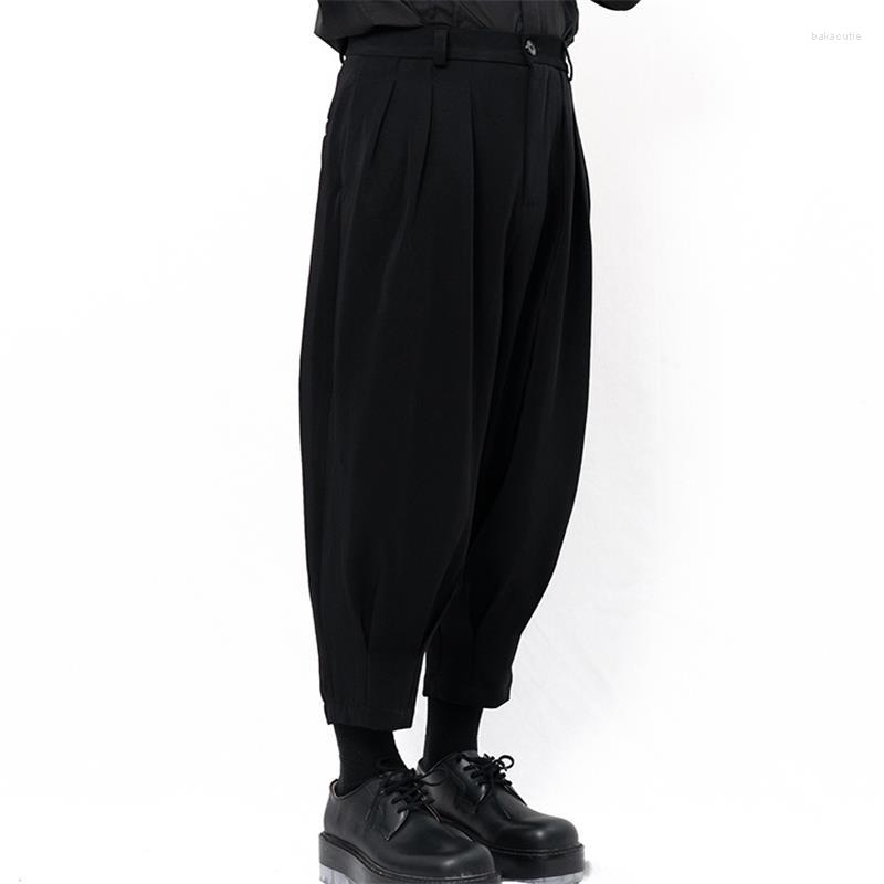 

Men' Pants Men' Haren Spring And Autumn Dark Simple Charm Youth Casual Tapered High Waist Large Size Nine Points, Black