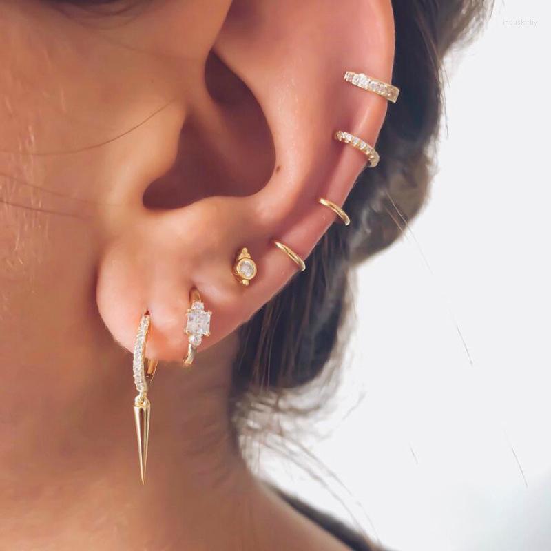 

Hoop Earrings Design Multicolor Square Crystal Zirconia Women Small Unique Cartilage Piercing Earring Fashion Korean Jewelry