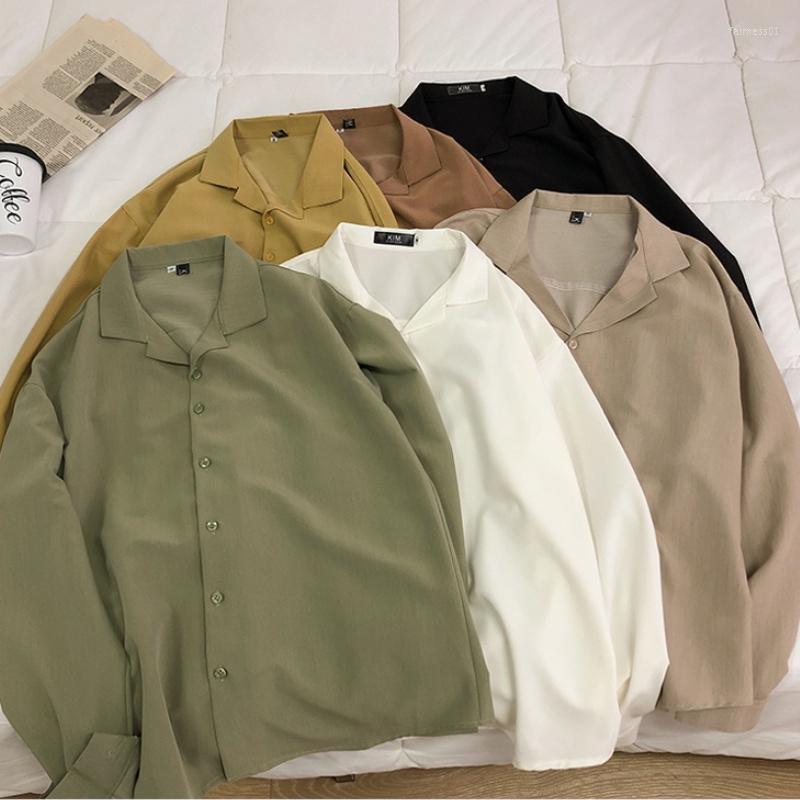 

Men's Casual Shirts Men Women Suit Collar Coats Oversize Long Sleeve Loose Hawaiian Shirt Camisa Masculina Streetwear Fashion Social, Army green