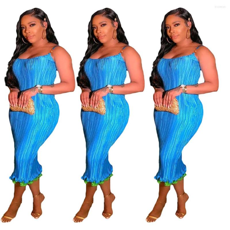 

Casual Dresses 2023 Summer Women' Striped Sexy Slim Strapless Straps Solid Color Stitching Lace Mid-Length Dress Women, Blue