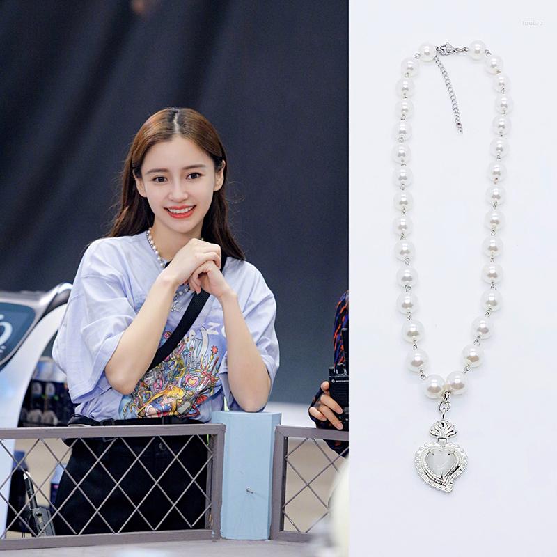 

Pendant Necklaces 2023 Korean Elegant Simulated Pearl Chain Necklace For Women Trendy Heart Opal Choker Hip Hop Sweet Girl Jewelry Gift
