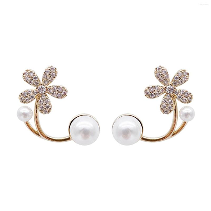 

Hoop Earrings Flower Pearl Earring Fine Workmanship For Daily Life