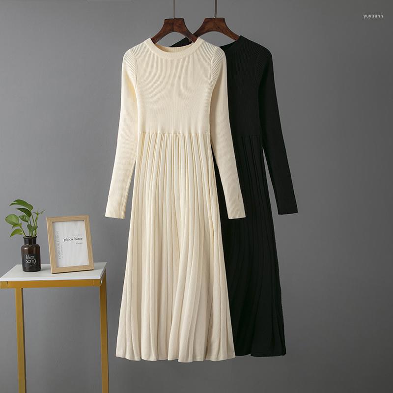 

Casual Dresses HLBCBG Chic Women Long Knit Maxi Sweater Dress Autumn Winter Knitted A Line Ribbed Thick Christmas Pullover Party, Beige
