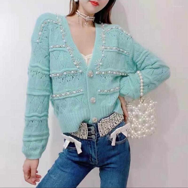 

Women's Knits 2023 Spring Autumn Women Fashion Loose Knitted Jackets Female Solid Color Cardigan Coats Ladies V-neck Sweater Outerwear Y344, Creamy-white