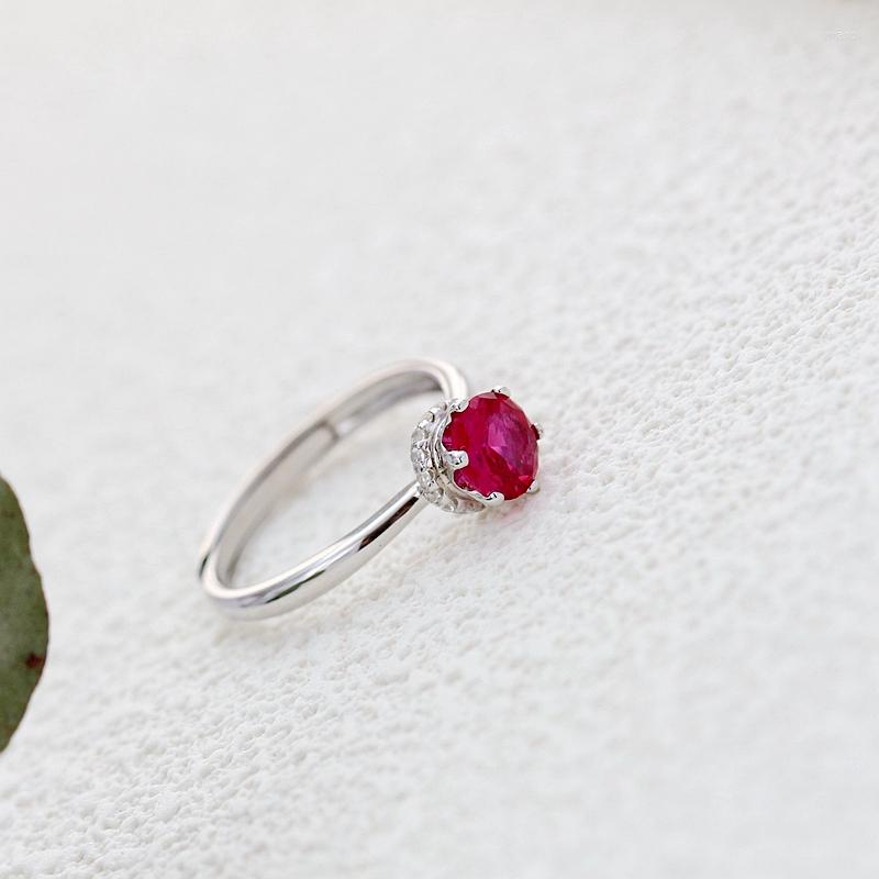 

Cluster Rings Authentic 925 Sterling Silver Inlaid Artificial Ruby Creative Trendy Opening Adjustable Ring Lady Fine Jewelry Gift
