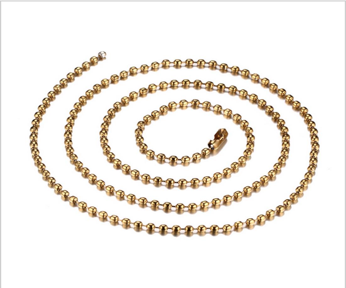

Fashion BlackGoldSilver Color Plated 24 inches Ball Chain Necklace Stainless Steel Gold Chain Necklace Cool Necklaces NC0025700487