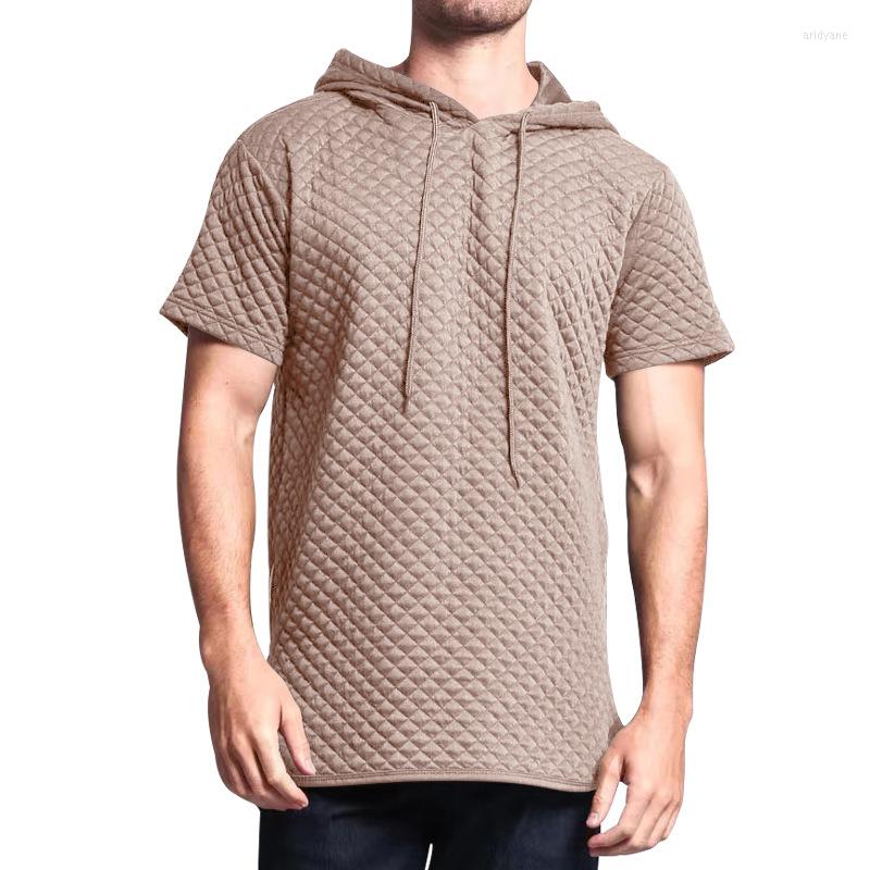 

Men's T Shirts Euro Size Man Comfortable Solid Color Hoodies Tees 2023 Summer Men's Jacquard Short Sleeved Loose Sportswear T-Shirts, Black