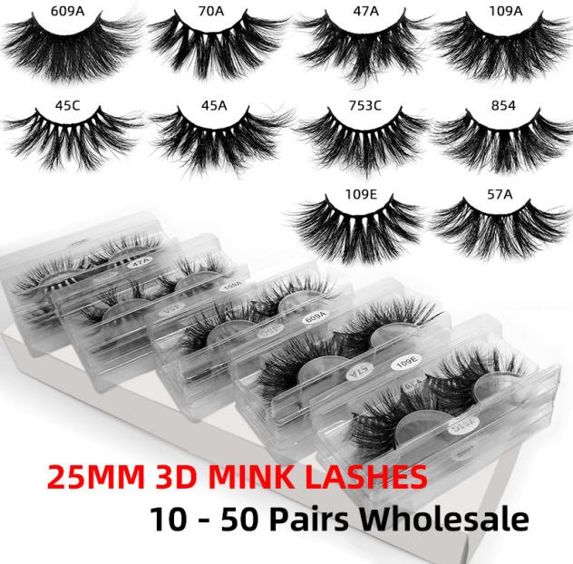

10 Styles 25mm eyeLash 3d Mink Lashes in Bulk Natural Long Mink Lashes False Eyelash 6995108