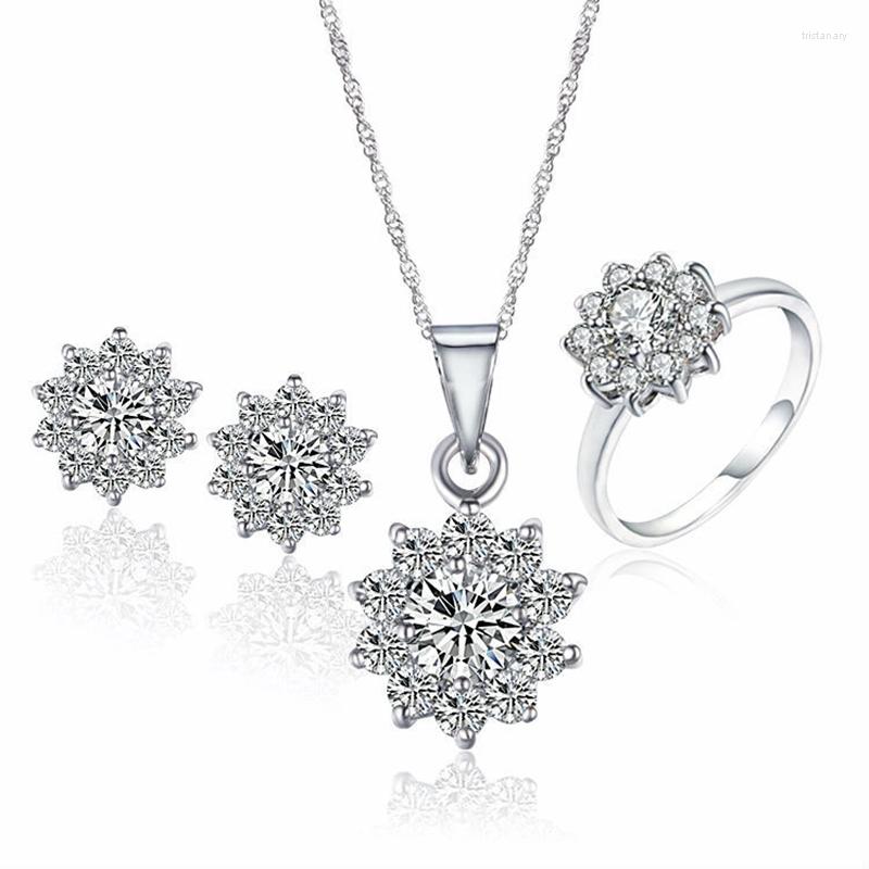 

Necklace Earrings Set Austrian Crystal Star African Jewelry For Women Bijoux Brinco Stud Earring Ring Pendant Wedding 1S12, Picture shown