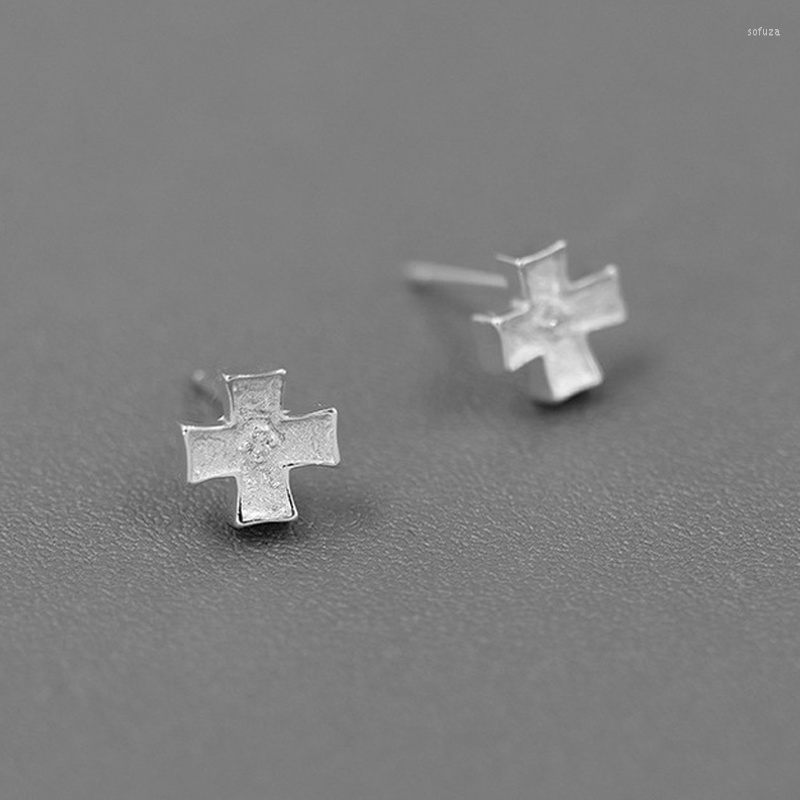 

Stud Earrings INATURE 925 Sterling Silver Exquisite Crystal Cross Fashion Jewelry