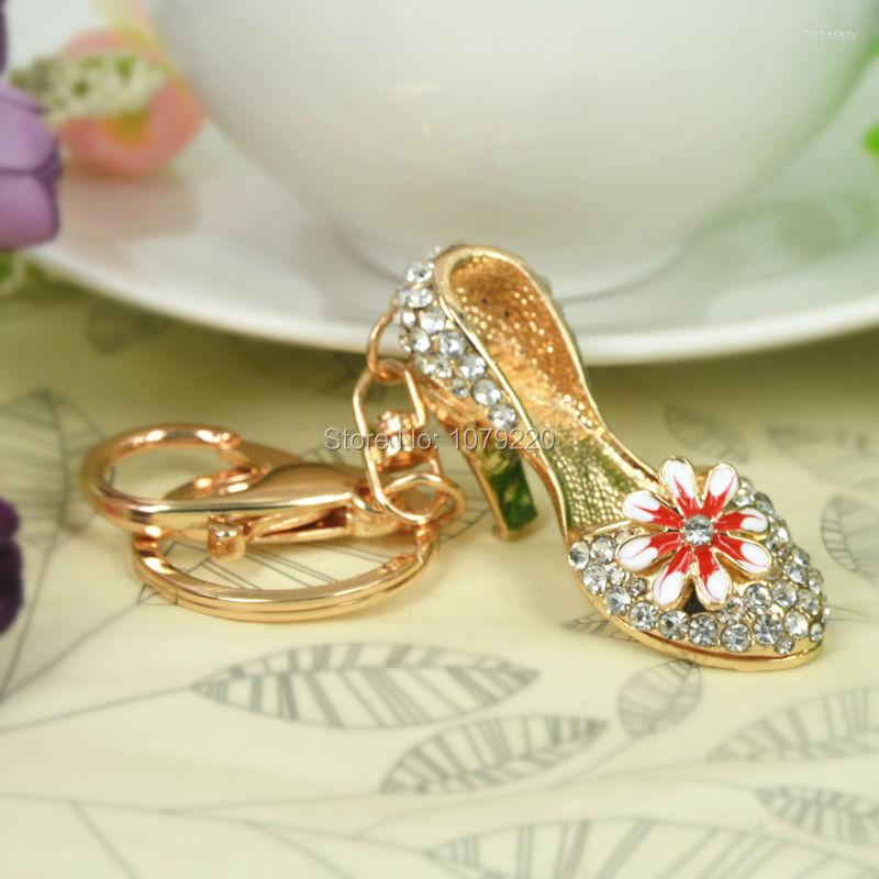 

Keychains Flower Shoes High-heeled Car Handbag Keyring Fashion Jewelry Women Rhinestone Crystal Charm Key Bag Chain Christmas Gift