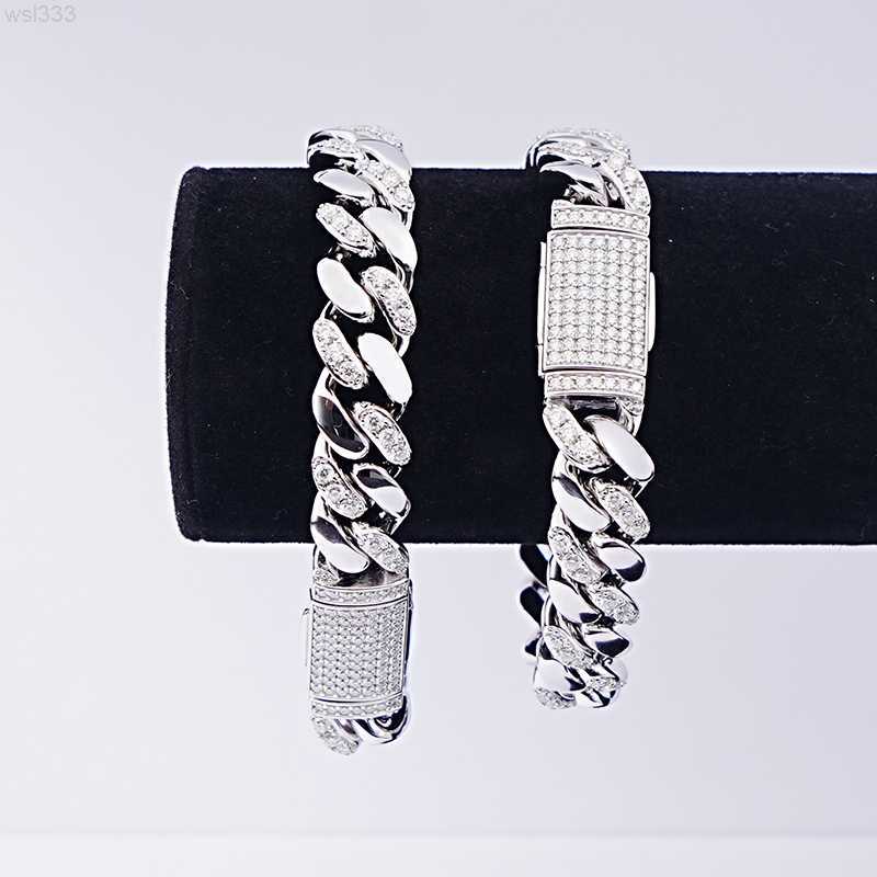 

Sicgem 8.5 Inches 13 Mm Customize Miami Stainless Steel 925 Silver Men's Cuban Link Chain Bracelet