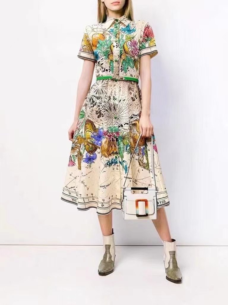 

2023 latest Jungle print Vintage Garden dress business Leisure suitable, Customize