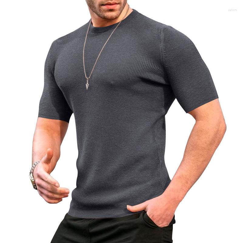 

Men's T Shirts Summer Men's Short Sleeved T-Shirt Slim Fitting Round Neck Quick Drying Casual Top, Khaki