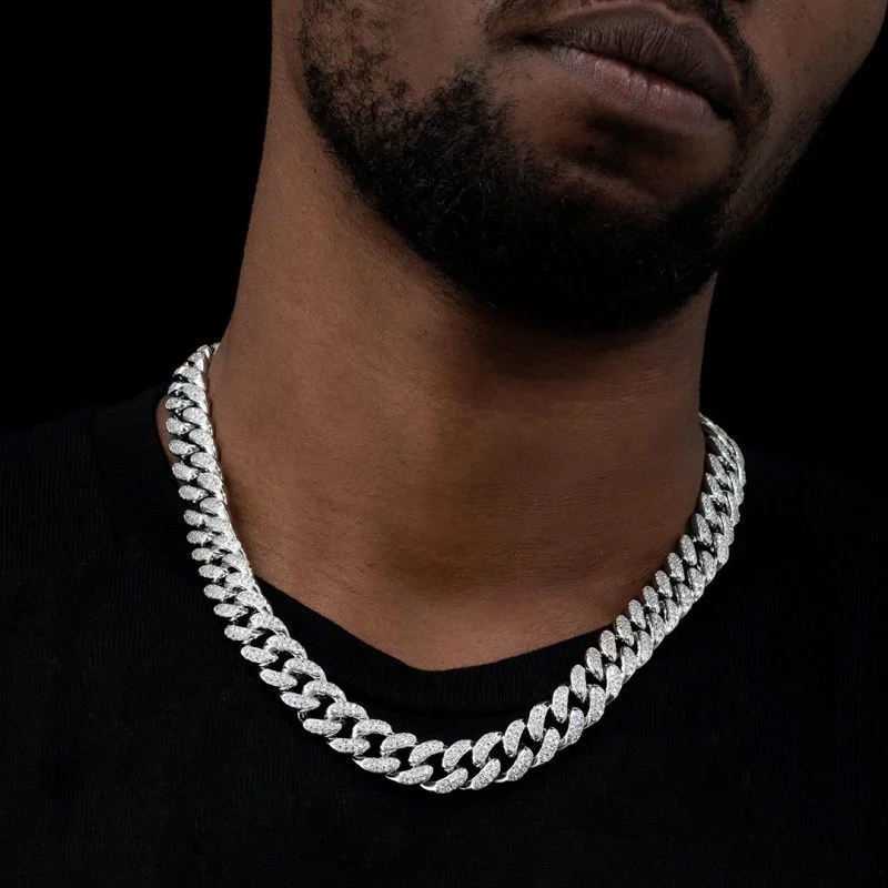 

Custom Pass Diamond Tester Iced Out Cuban Link Chain Necklace Hip Hop Bracelet/