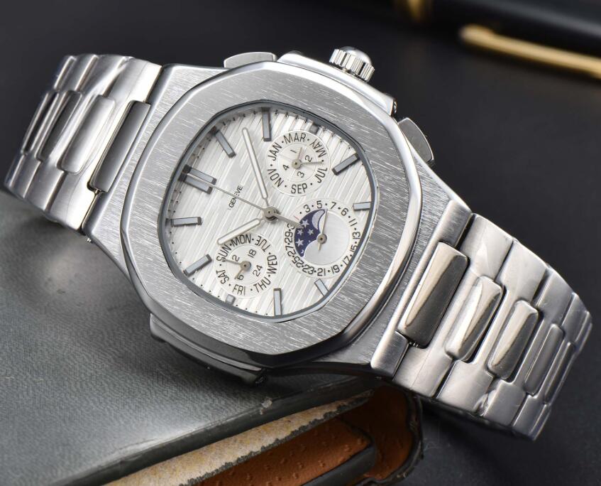 

Waterproof Patekity Watches Cool Men Watch Fashion Wristwatches Sports Stainless Steel Quartz Calendar Mens Watch gift A1