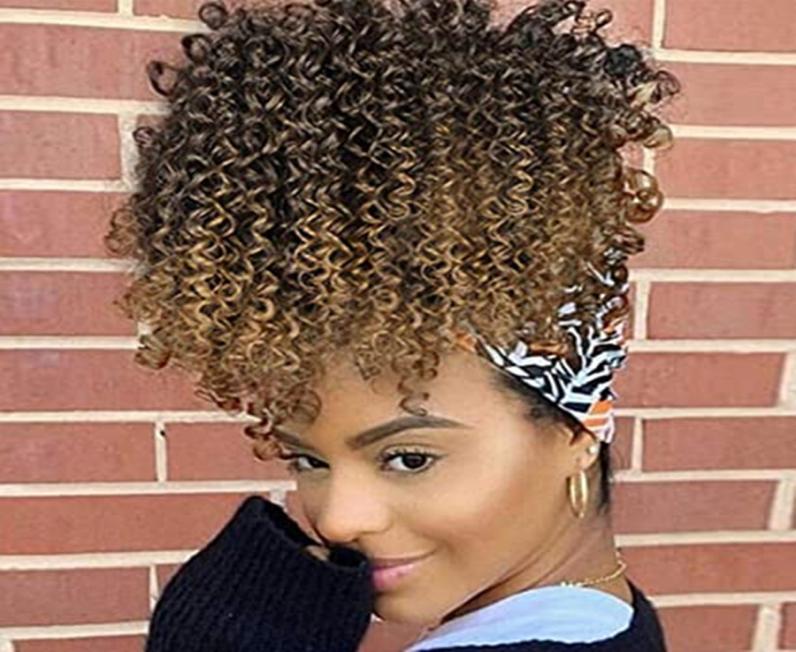 

Afro Puff Drawstring Ponytail for Black Women Pony tail Extension afro Ponytail Drawstring Curly Ponytail Hair Piece Ombre Blonde 1779001