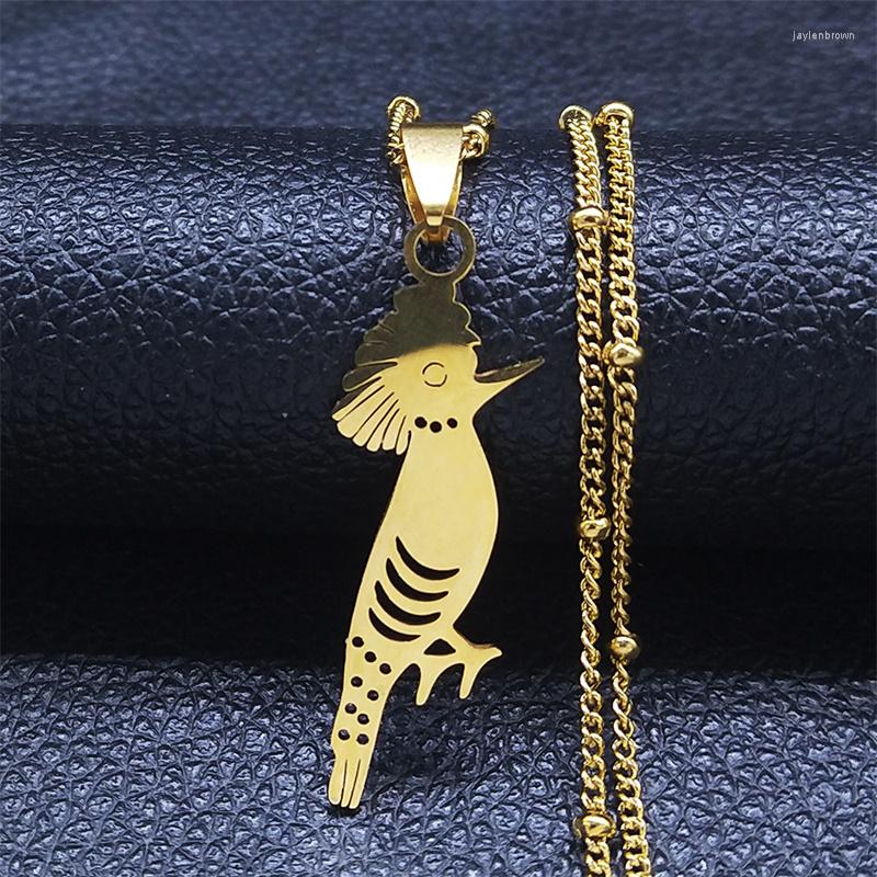 

Pendant Necklaces Stainless Steel Bohemia Woodpecker Charm Women Gold Color Small Bird Chain Jewelry Collier Femme N4485S03