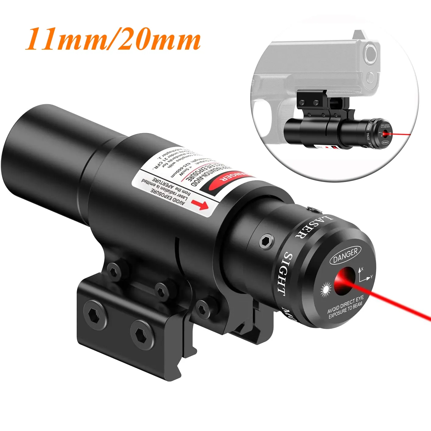 

Tactical Red Dot Laser Sight Scope 11mm 20mm Adjustable Picatinny Rail Mount Rifle Airsoft Laser with Batteries, Customize