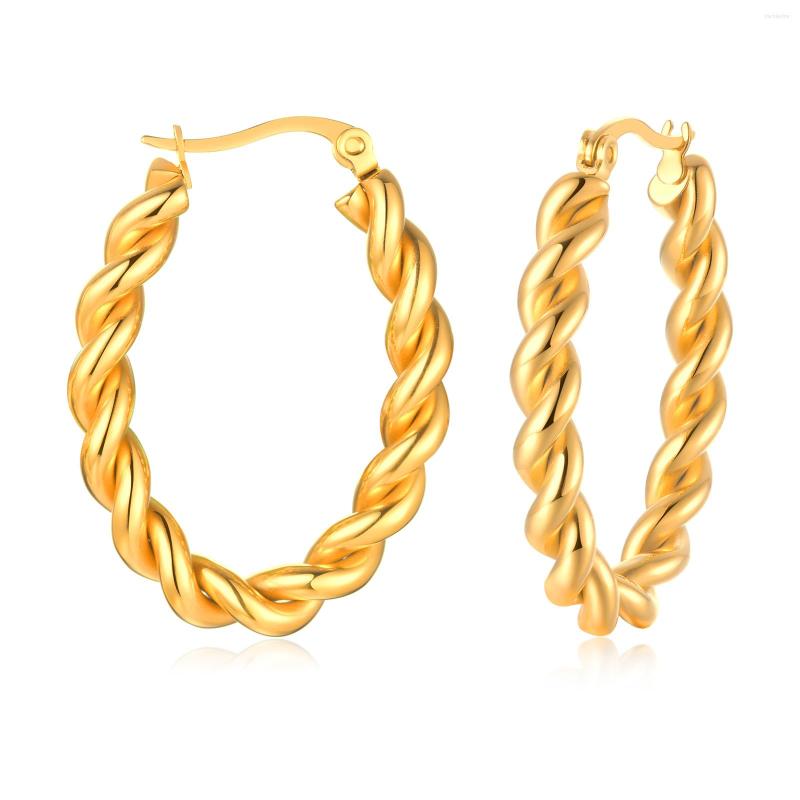 

Hoop Earrings Twist Rope For Women Stainles Steel Oval Geometric Hoops